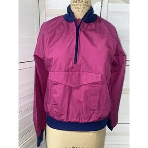 Vintage Women’s 1/4 Zip Fuchsia Pink Powdershirt Pullover Jacket Sz Large 11/12